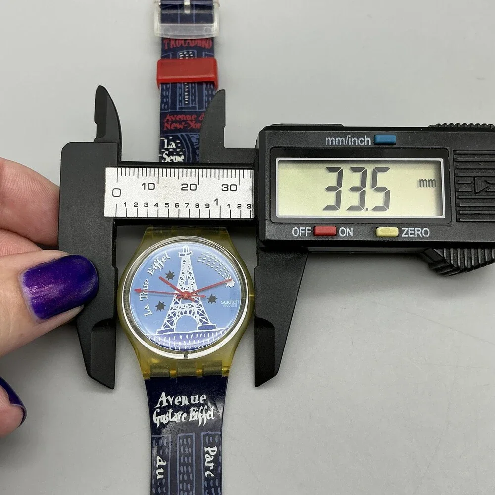Swatch Gent Titi Parisien Womens Watch 34mm Blue Dial Blue Strap New Battery